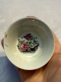 Eight sets of Chinese famille rose cups and eight saucers, Yongzheng/Qianlong