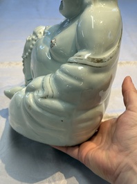 A Chinese famille rose Milefo Buddha and a white-glazed gilt-decorated Milefo Buddha, Wei Hongtai 魏洪泰 and Zhu Yishun 朱義順 mark, Republic