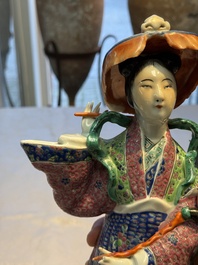 Three Chinese famille rose 'Milefo Buddha', 'Magu' and 'Shoulao' groups, 19/20th C.