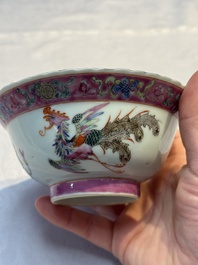 Four Chinese famille rose 'Phoenix and Peony' bowls for the Straits or Peranakan market, Qianlong mark, Republic