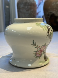 Two Chinese famille rose vases, two jars, a 'Lions' covered teapot and a Buddha, signed Mao Zirong 毛子榮 and Liu Jishun 劉吉順, 19/20th C.