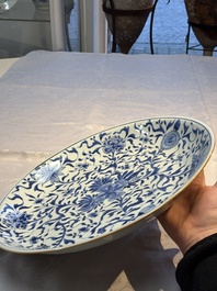 Two Chinese blue and white 'Floral' dishes, Kangxi