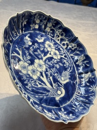 A Chinese blue and white Ko-Sometsuke 'Birds among Flowering Branches' plate for the Japanese market, Chenghua mark, Chongzhen