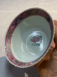 Four Chinese famille rose 'Phoenix and Peony' bowls for the Straits or Peranakan market, Qianlong mark, Republic