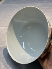 A Chinese qianjiang cai 'Pavilions and Willows' bowl, Republic
