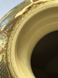 A Japanese Satsuma baluster vase with narrative design, Nippon Kyoto Kinkozan 日本京都錦光山 mark, Meiji, 19th C.