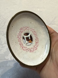 A pair of rare Chinese Canton enamel scent boxes, covers and inner liners, Qianlong