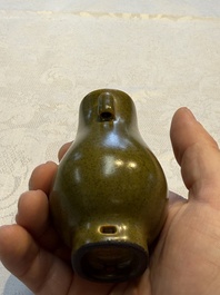 A Chinese teadust-glazed miniature 'Hu' vase, Jingdezhen mark, Republic