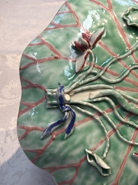 A rare Chinese famille rose 'Lotus Pond' plate, Yongzheng