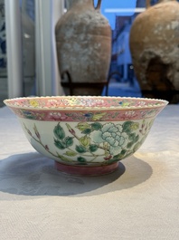 Four Chinese famille rose 'Phoenix and Peony' bowls for the Straits or Peranakan market, Qianlong mark, Republic