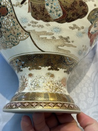 A Japanese Satsuma baluster vase with narrative design, Nippon Kyoto Kinkozan 日本京都錦光山 mark, Meiji, 19th C.