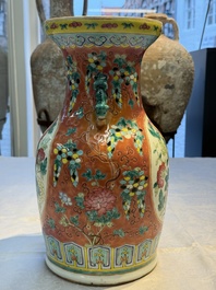 Two Chinese famille rose vases, two jars, a 'Lions' covered teapot and a Buddha, signed Mao Zirong 毛子榮 and Liu Jishun 劉吉順, 19/20th C.