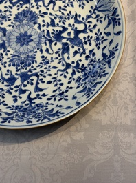 Two Chinese blue and white 'Floral' dishes, Kangxi