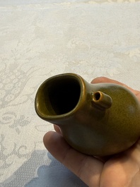 A Chinese teadust-glazed miniature 'Hu' vase, Jingdezhen mark, Republic