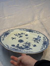 A Chinese blue and white dish, tureen and stand with floral design, Qianlong