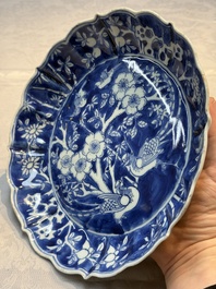 A Chinese blue and white Ko-Sometsuke 'Birds among Flowering Branches' plate for the Japanese market, Chenghua mark, Chongzhen