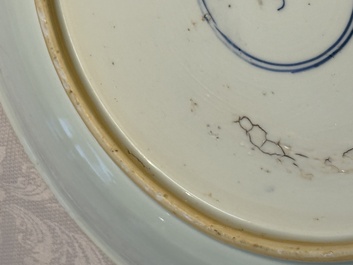 Two Chinese blue and white 'Floral' dishes, Kangxi
