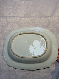 A Chinese blue and white dish, tureen and stand with floral design, Qianlong