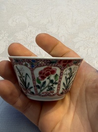 Eight sets of Chinese famille rose cups and eight saucers, Yongzheng/Qianlong