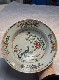 Six Chinese famille rose 'Peacock' plates, Qianlong
