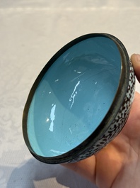 A pair of rare Chinese Canton enamel scent boxes, covers and inner liners, Qianlong