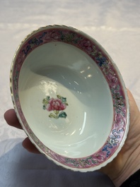 Four Chinese famille rose 'Phoenix and Peony' bowls for the Straits or Peranakan market, Qianlong mark, Republic