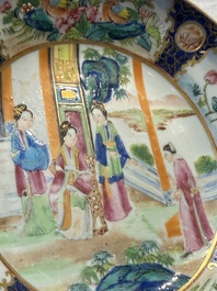 A highly unusual Chinese Canton famille rose cup and saucer, 19th C.