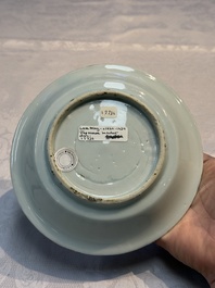 A Chinese blue and white Ko-Sometsuke 'Pavilion' plate for the Japanese market, Tianqi