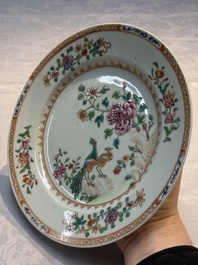 Six Chinese famille rose 'Peacock' plates, Qianlong