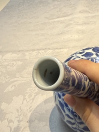 A rare Chinese 'G-marked' blue and white bottle vase with floral design, Kangxi