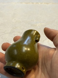 A Chinese teadust-glazed miniature 'Hu' vase, Jingdezhen mark, Republic