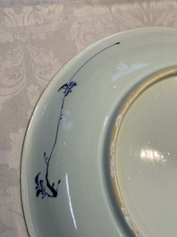 Two Chinese blue and white 'Floral' dishes, Kangxi