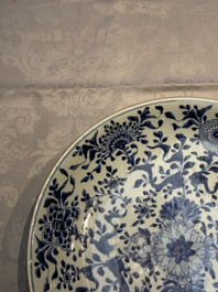 Two Chinese blue and white 'Floral' dishes, Kangxi