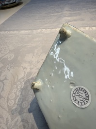 A rare Chinese blue and white Ko-Sometsuke lozenge-shaped inscribed tray for the Japanese market, Tianqi