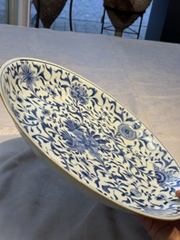 Two Chinese blue and white 'Floral' dishes, Kangxi