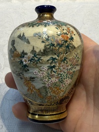 A fine Japanese Satsuma vase, Kinkozan 錦光山 mark, Meiji, 19th C.