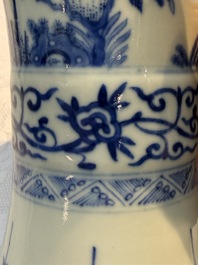 A Chinese blue and white 'Gu' vase with birds among flowering branches, Jiajing mark, 19th C.