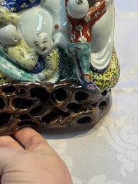 Three Chinese famille rose 'Milefo Buddha', 'Magu' and 'Shoulao' groups, 19/20th C.
