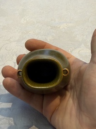 A Chinese teadust-glazed miniature 'Hu' vase, Jingdezhen mark, Republic