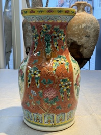 Two Chinese famille rose vases, two jars, a 'Lions' covered teapot and a Buddha, signed Mao Zirong 毛子榮 and Liu Jishun 劉吉順, 19/20th C.