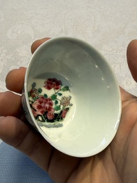 Eight sets of Chinese famille rose cups and eight saucers, Yongzheng/Qianlong