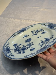 A Chinese blue and white dish, tureen and stand with floral design, Qianlong