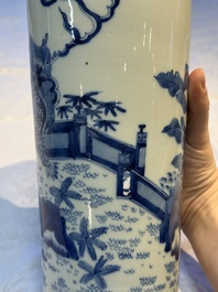 A rare Chinese blue and white 'Qilin' sleeve vase, 19th C.