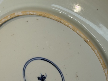 Two Chinese blue and white 'Floral' dishes, Kangxi