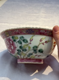 Four Chinese famille rose 'Phoenix and Peony' bowls for the Straits or Peranakan market, Qianlong mark, Republic