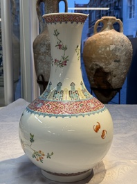 A Chinese famille rose 'Flowers and Fruits' bottle vase, Hongxian mark, Republic