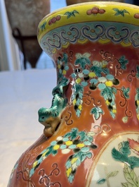 Two Chinese famille rose vases, two jars, a 'Lions' covered teapot and a Buddha, signed Mao Zirong 毛子榮 and Liu Jishun 劉吉順, 19/20th C.