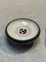 A pair of rare Chinese Canton enamel scent boxes, covers and inner liners, Qianlong