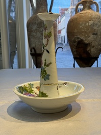 A Chinese famille rose 'Peacock' covered bowl, a candlestick and a stembowl, Guangxu mark and of the period, 19/20th C.