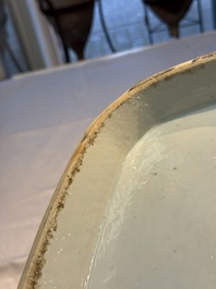 A Chinese blue and white dish, tureen and stand with floral design, Qianlong
